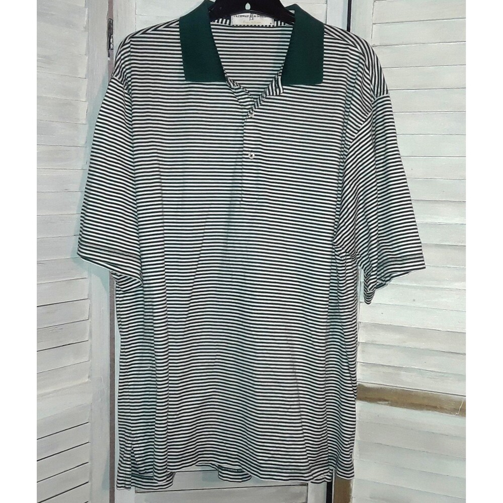 Fairway & Greene Men's Polo Shirt Size XL Green Striped